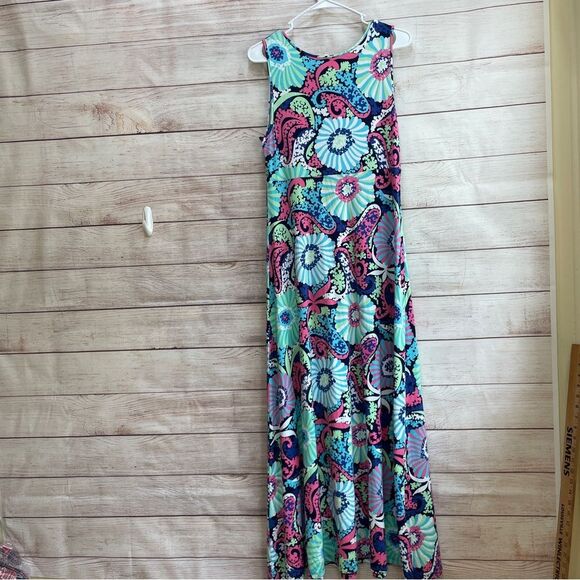 TALBOTS FLORAL COTTON KNIT MAXI DRESS - Picture 2 of 8